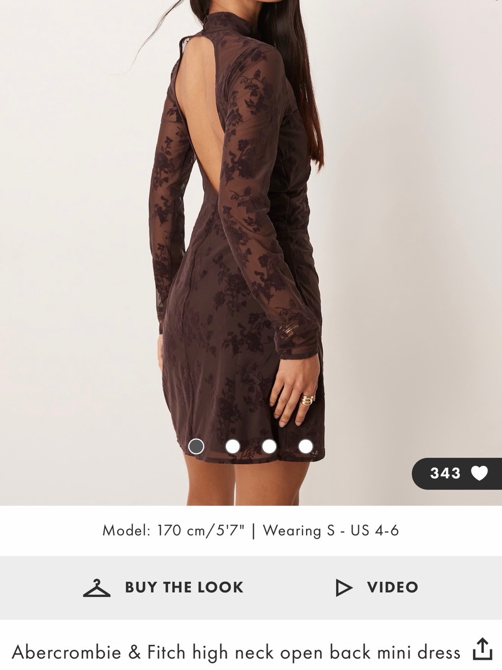Abercrombie & Fitch Chocolate Brown High-Neck Open-Back Mini Dress